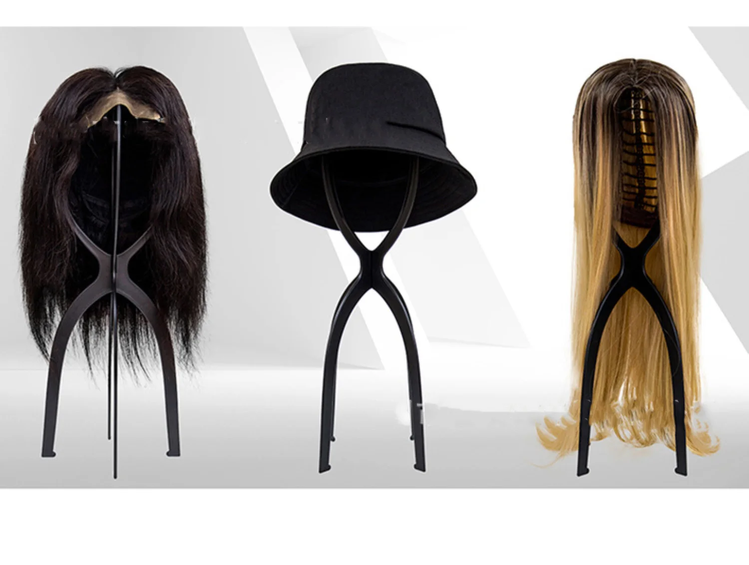 50cm Tall Mannequin Wig Head Stand Holder Ajustable Multiple Portable Folding Wig Stands For Long Wigs Hats Drying Display 1 PCS