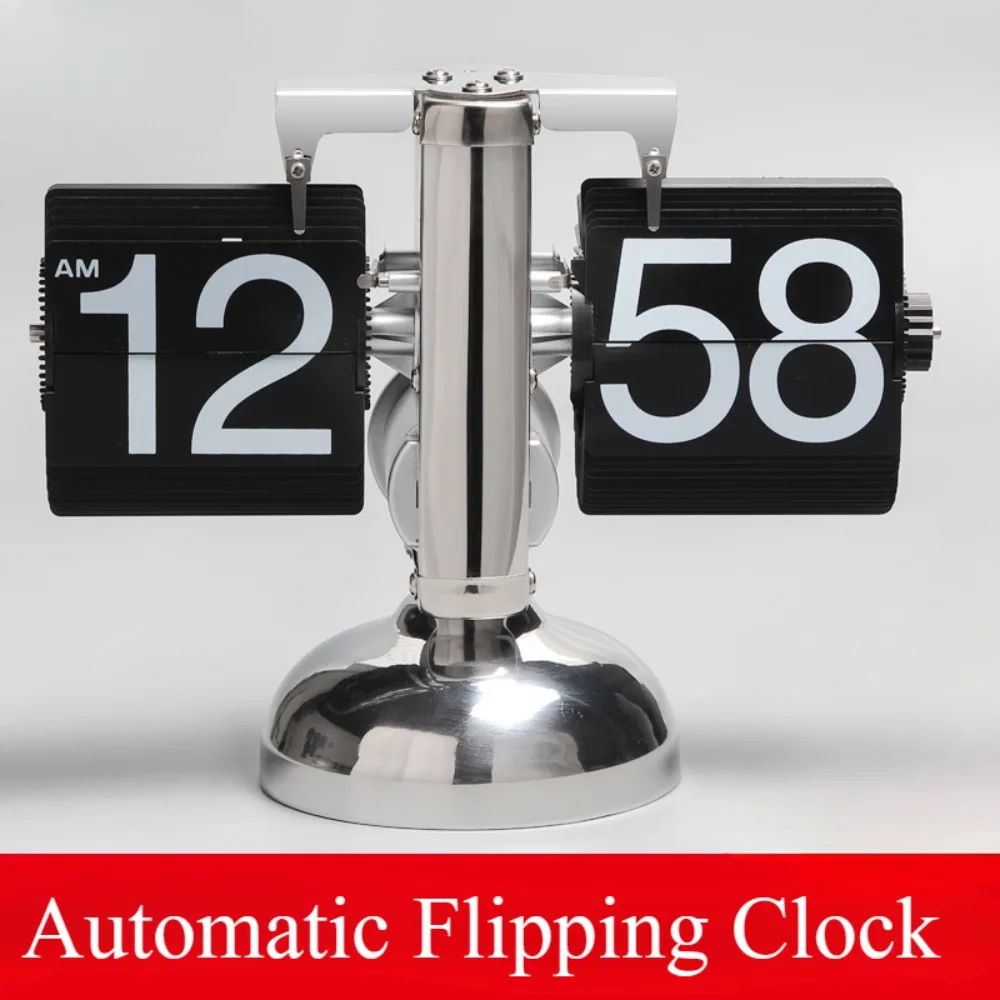 12 Hours Automatic Flipping Clock Retro Flip Down Seat Clock Balance Mechanical