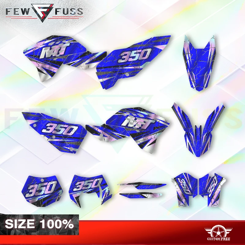 Fewfuss Holographic Chrome Racing Decal Graphics Kit fits KTM SXF 07 08 09 10 & EXC 08 09 10 11 Dirt Bike Stickers 004