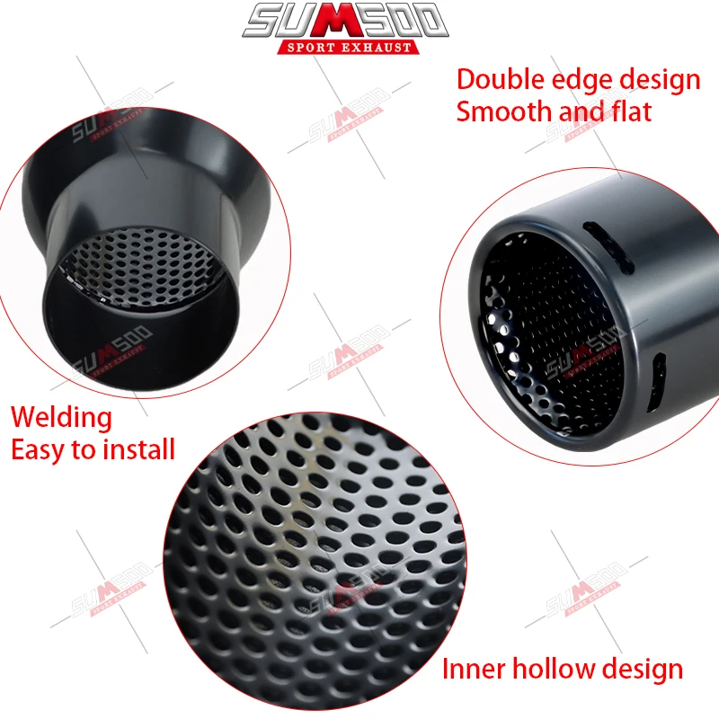 حقيقي SUMSOO 1 قطعة نمط جديد العالمي العادم تلميح الفولاذ المقاوم للصدأ الأسود الخمار الأنابيب تعديل أنابيب العادم