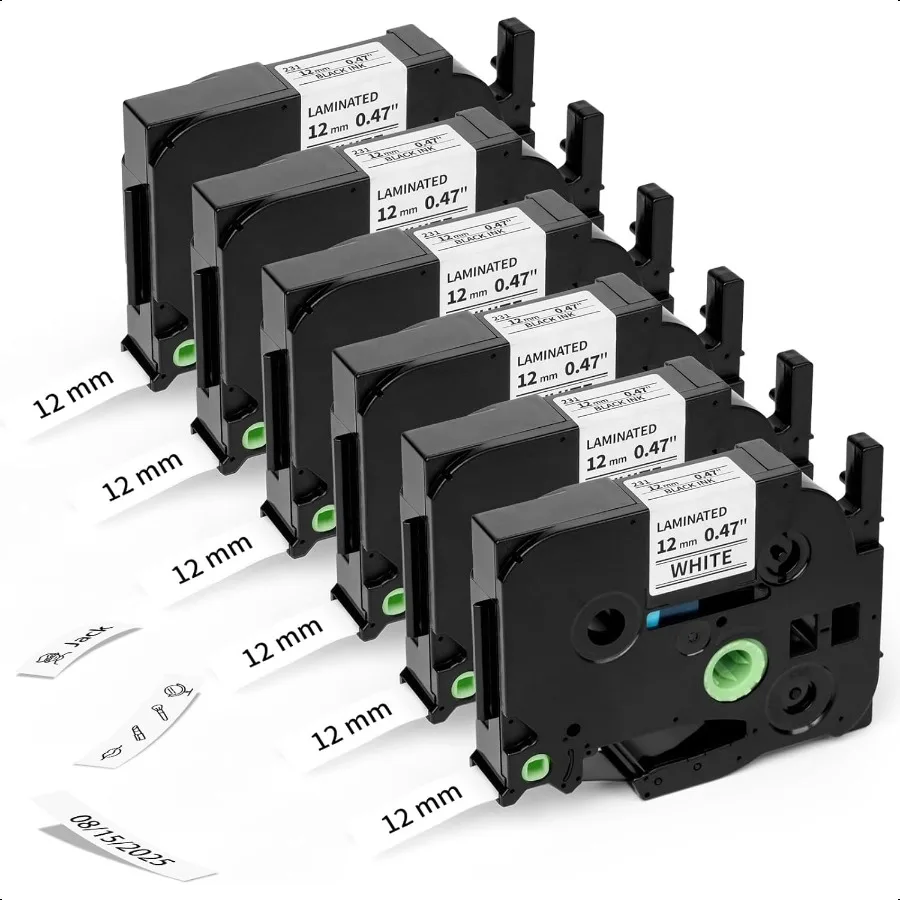 

Совместим с Brother 12 мм 0,47 ламинированная белая лента Tz Tze Label Maker Tape Refill TZe231 TZe231 Замена для Brother P Touch