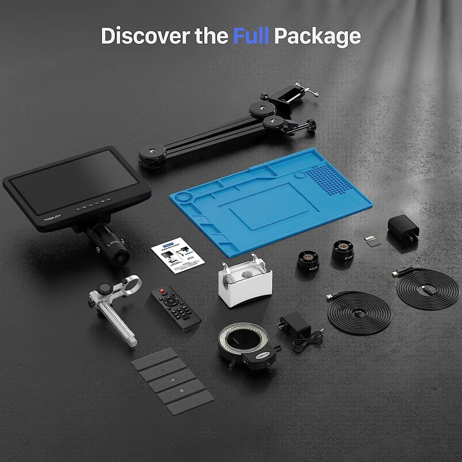 DM602 فليكس مجهر لحام رقمي 2000X 10.1 "HD المجاهر 3 عدسة عملة مجهر مصباح مصمم على شكل حلقة لإصلاح #6