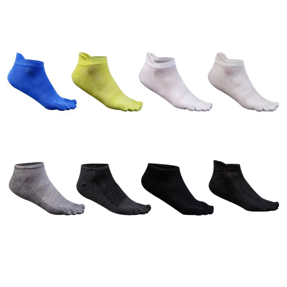 Men Cotton Low Cut Running Five Finger Toe Socks Breathable Mesh Quick Dry Athletic White Five Finger Socks for Men