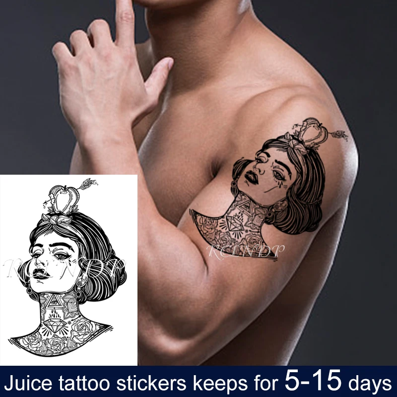 Waterproof Temporary Juice Ink Tattoo Sticker Egypt Cleopatra Big Eye Feather Pattern Fruit Gel Long Lasting Tatto for Men Women