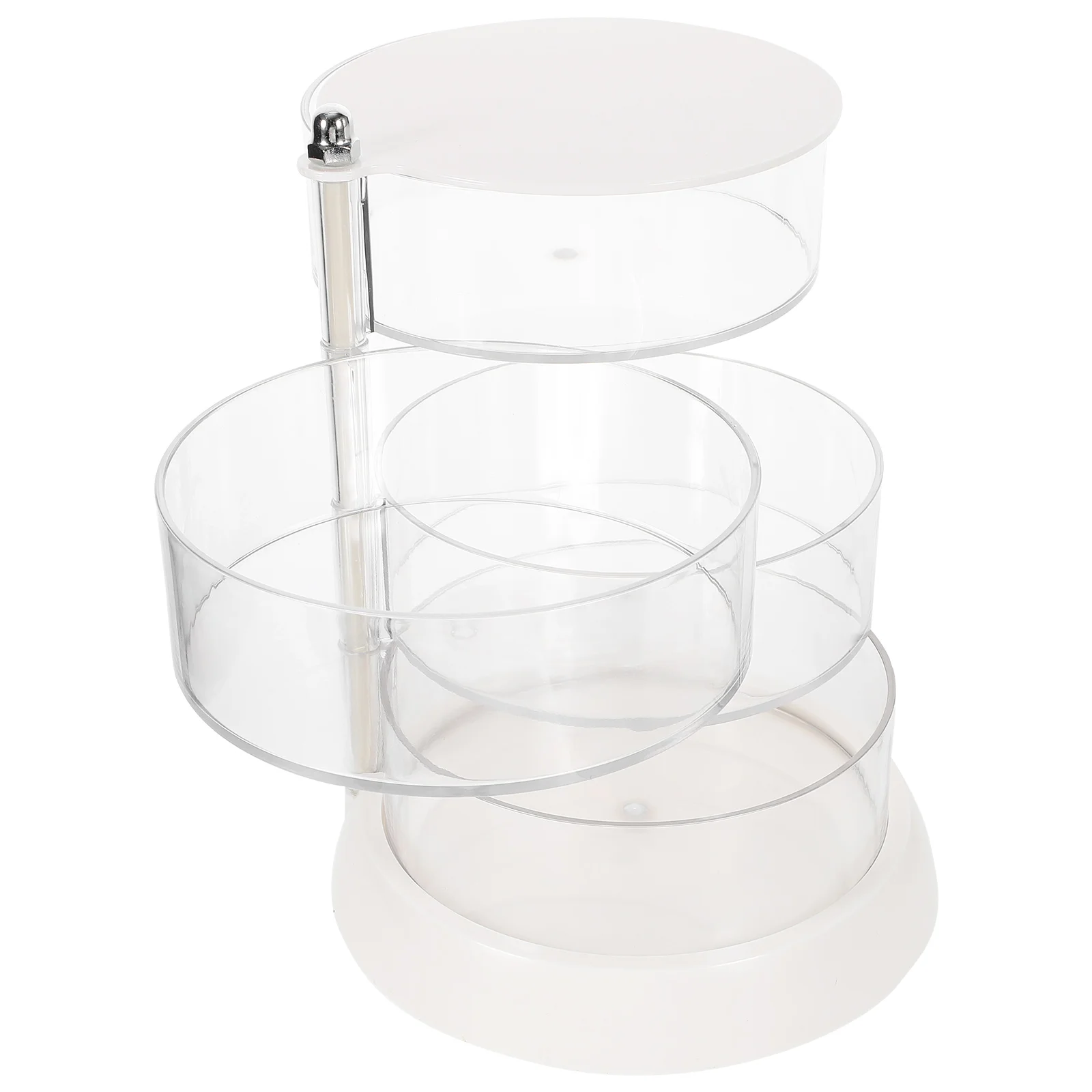 

4 Layer White Makeup Organizer Large Capacity Rotating Storage Box for Powder Beauty Sponges Cosmetics Accessories