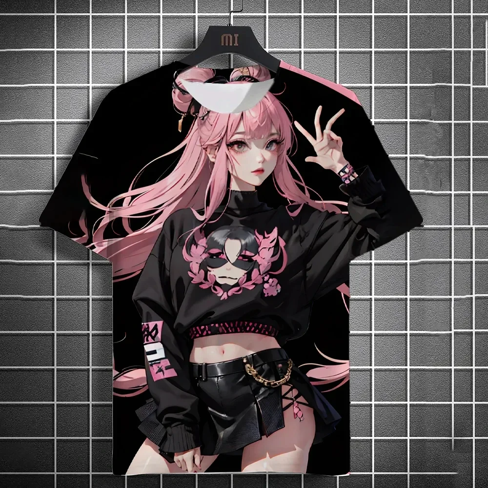 New Men's T-shirt Anime Girl Pattern 3D Printing Short Sleeve Street Hip Hop Fashion T-shirt Comfortable Casual Men's Top