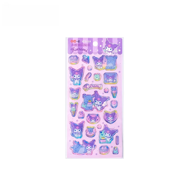 Sanrio 애니메이션 만화 Kuromi 다채로운 스티커 노트북 전화 케이스 냉장고 컵 일기 가방 장식 풍부한 패턴 스티커