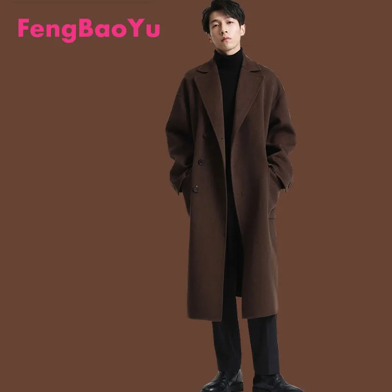 

Мужское длинное пальто из 100% парной шерсти, шерстяная куртка для осенней и зимней одежды, удобная, модная и повседневная