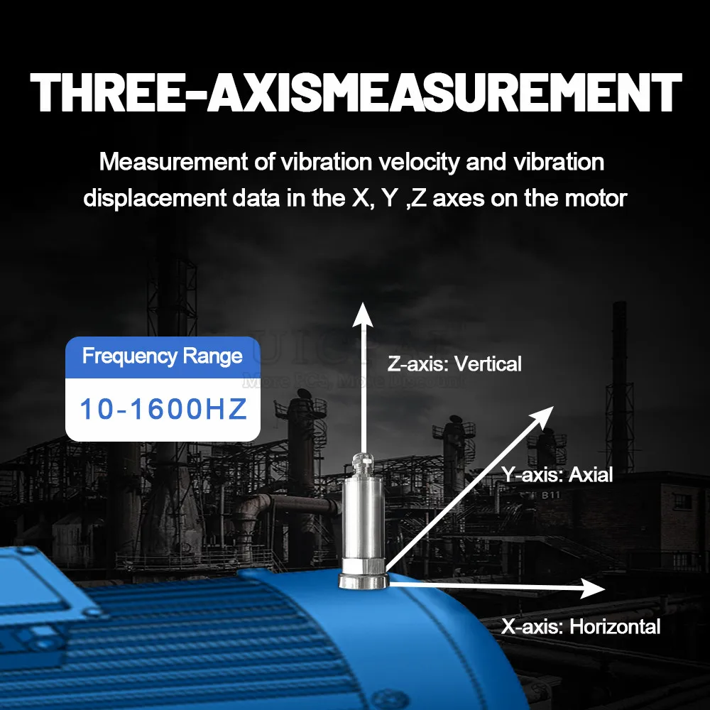 Wireless Vibration Sensor RS485 Output 10-1600Hz 10-5000Hz Triaxial Frequency Detector Thread Transmitter