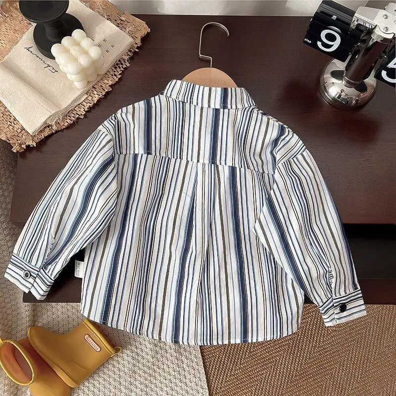 Children's Clothing Boys' And Girls' Tops Shirt Cotton Boys 0 To 5 Years Old Spring Stylish Simple Striped Casual Long Sleeve