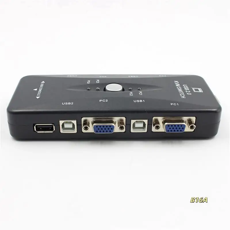 2X One For Four 4 puertos USB 2,0 KVM Switch Box teclado Monitor VGA SVGA PC portátil
