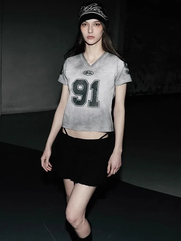 

Футболка American Sle Hot Girl 9. с принтом V-Ne ort Sve, спортивная повседневная винтажная бейсбольная майка с принтом тай-дай, топ из смеси хлопка