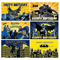Batman Birthday Photo Backdrop Kids Party Banner Baby Shower Decoration Cartoon Vinyl Polyester Background Photography Props