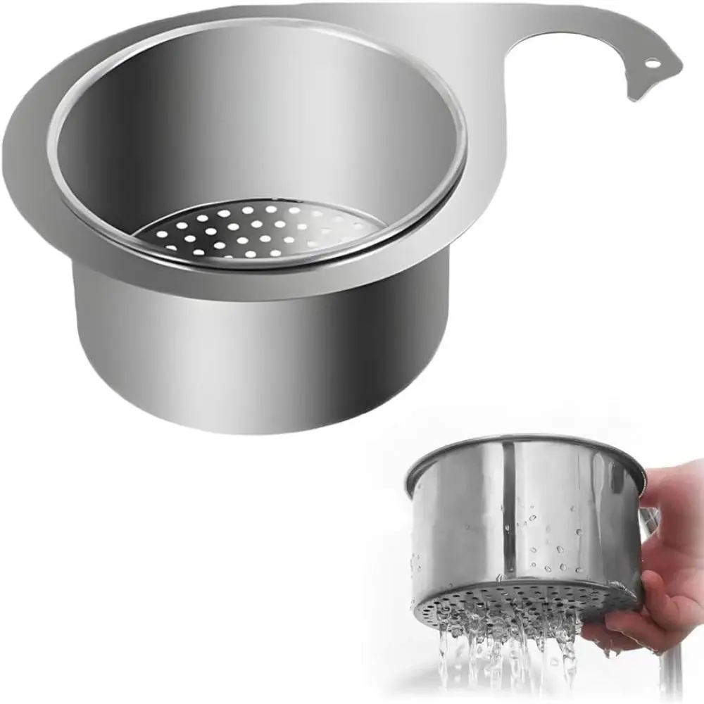 Drain Water Basket Sink Drain Basket Stainless Steel Kitchen Basin Organizer Swan Drain Strainer Basket Filter Storage Shelf