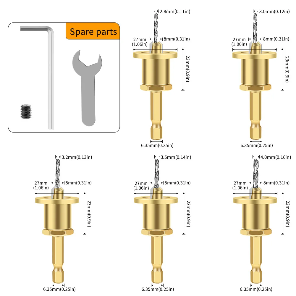 Trapano svasato con codolo esagonale regolabile, trapano a gradino per vite, trapano in lega per vite autofilettante, strumento per la lavorazione del legno