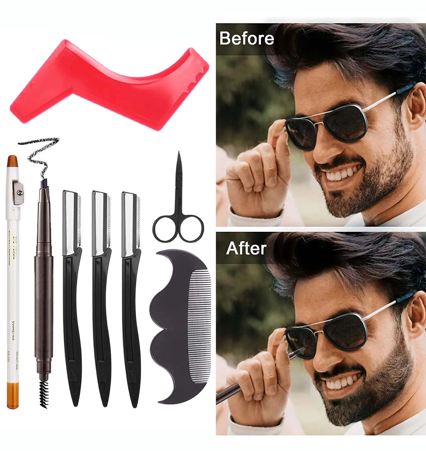 

Beard Shaper Kit, Beard Stencil Guide Template Outliner,Many Styles for Perfect Line Up,eyebrow styling kit,Premium Shaping Tool