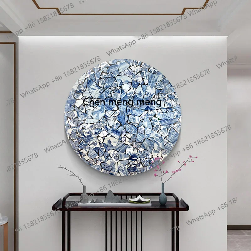Entry entrance three-dimensional living room sofa background wall, ceramic painting round creative muralH178