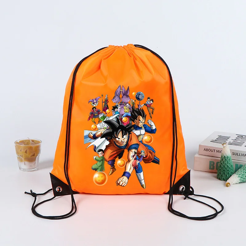 Dragons Ball Drawstring Bag Cool Anime Printed Sports Backpack Large Capacity Bundle Pocket Children Thin Shoulder Storage Bag