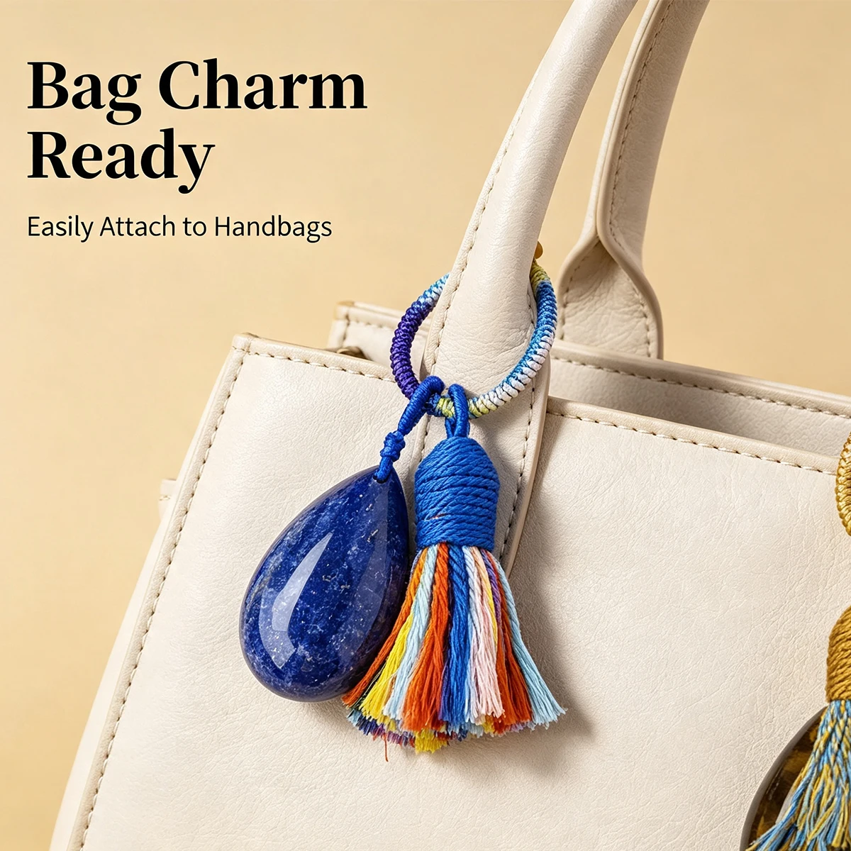 1pc  Handmade Woven Key Charm With Natural Crystal Teardrop Ornament. Perfect Decoration For Car Keys, Handbags