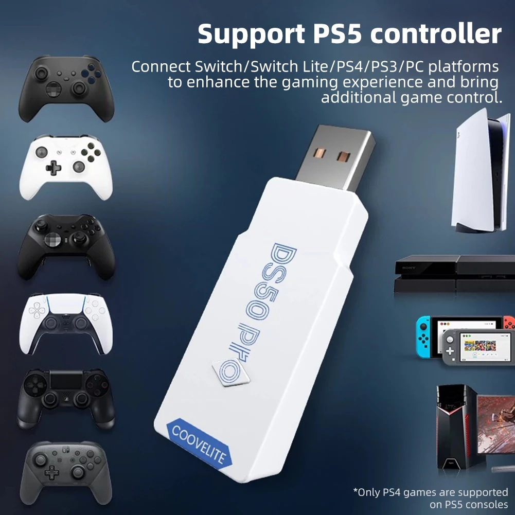 DS50 Pro Gamepad Converter USB Receiver for PS5 PS4 PS3 Xbox Bluetooth Controller Wireless Adapter for Switch OLED