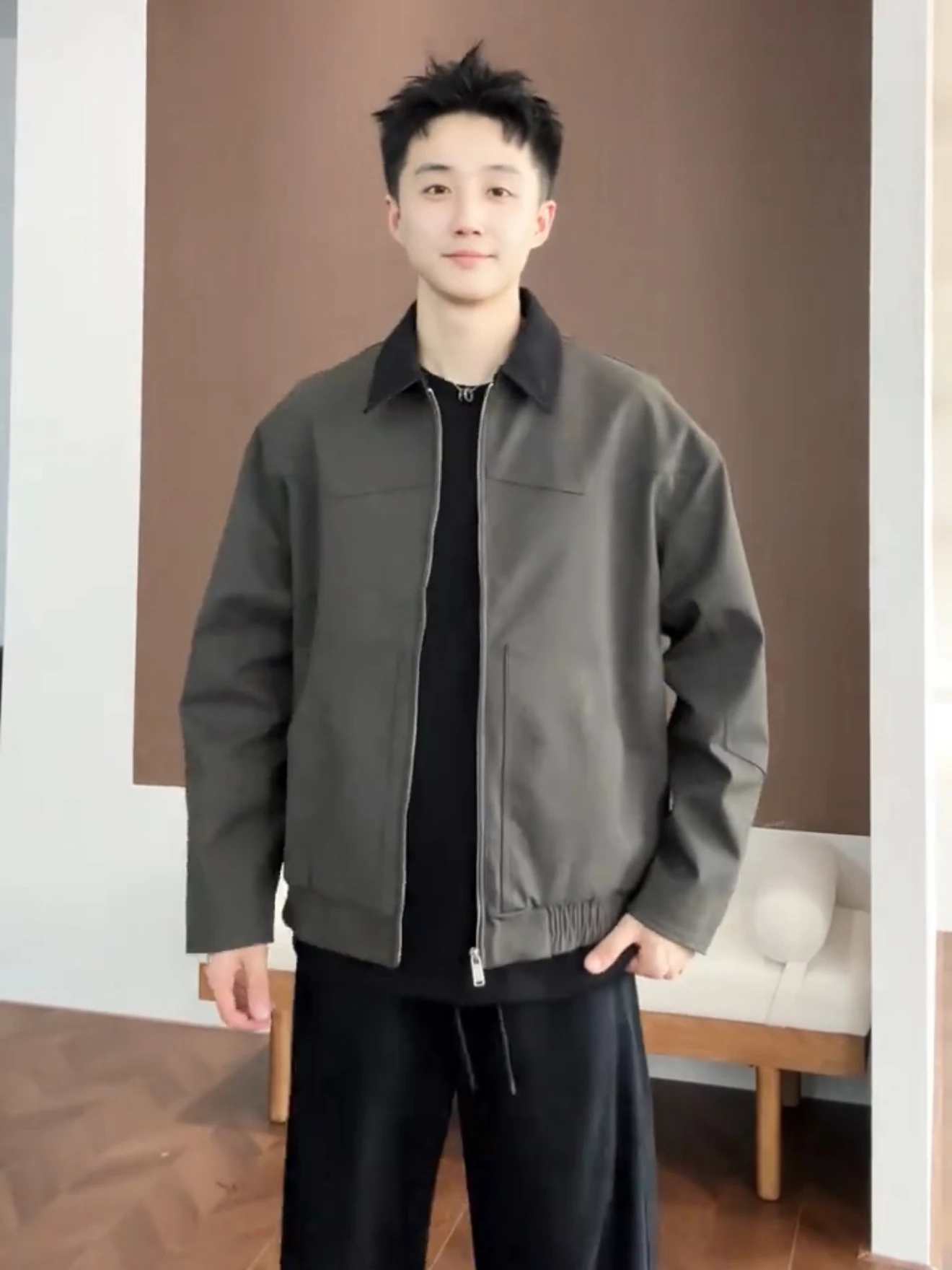 

Мужская куртка в американском ретро-стиле с цветными вставками и воротником, для ранней осени, ветрозащитная, повседневная, универсальная, для поездок на работу