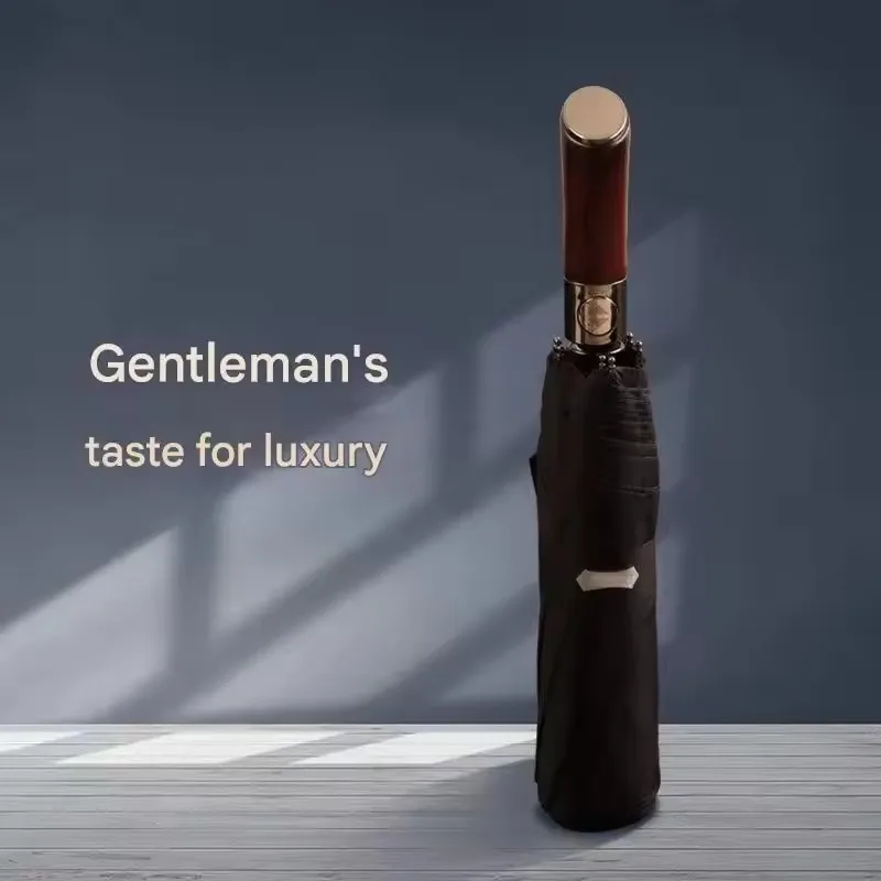 

High-end Fully Automatic Umbrella Retro Thick Double Extra Large Folding Simple Sunny And Rainy Umbrella Dual Use Potable