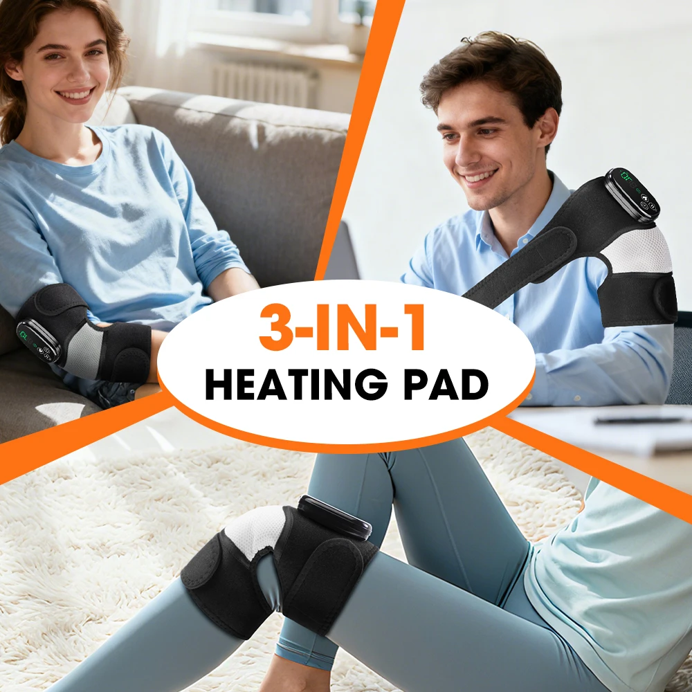 جهاز تدليك الركب الحراري 3 في 1 الكتف الركبة الكوع التدفئة تدليك قابلة للشحن 6-Level ساخنة آلة الاهتزاز العضلات الاسترخاء الوسادة #4