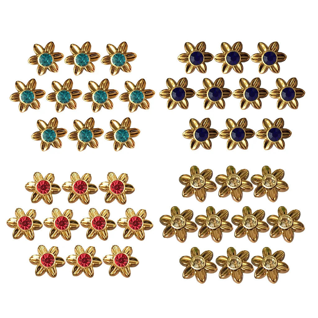 10Pcs Flower Rhinestone Buttons Studs Rivets Costume Accessories
