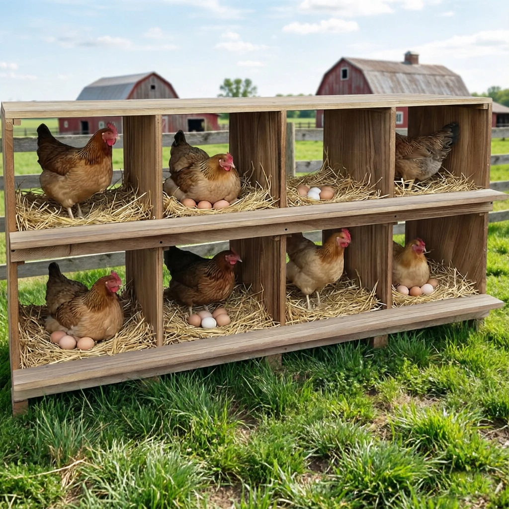 

Nesting Boxes for Chickens 8 Compartment,Wall-Mounted Wooden for Laying Eggs,Chicken Coop Backyard,Poultry Farm Animals Use