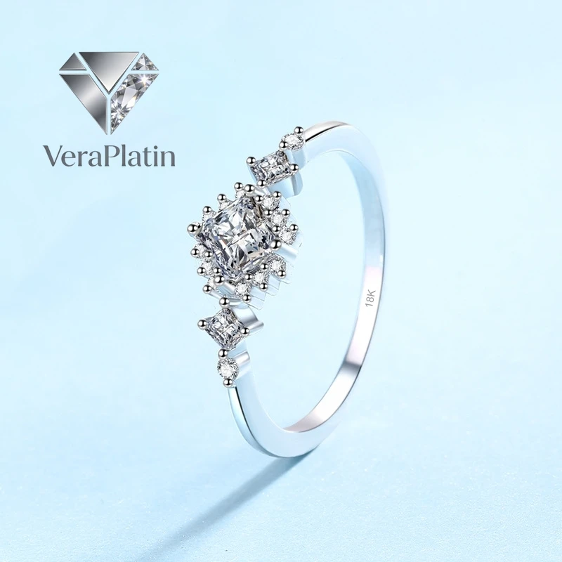

ВераПлатин Женское обручальное кольцо из белого золота 18K с муассанитом 0.4 карата, подарок на День святого Валентина для жены, на день рождения для девушки, PT950, для влюбленных