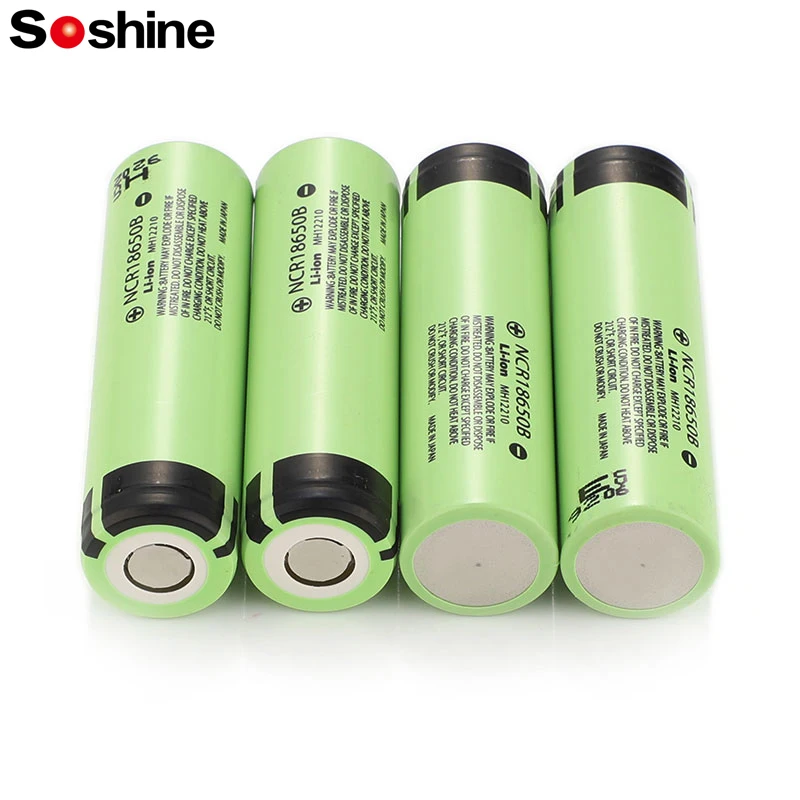 Soshine 3.7V 18650 Li-ion Battery Original NCR18650B 3400mAh 4A 1C Rechargeable Battery for Flashlight Microphone Radio Cameras