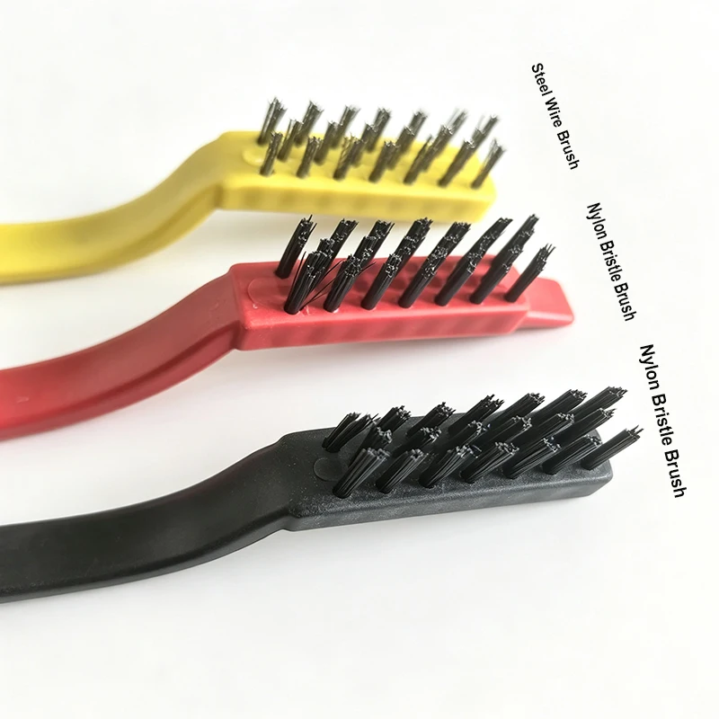 4Pcs Cleaning Brush Set Nylon Steel Wire Copper Wire Brush with Scraper for Gas Stove Tile Grout Kitchen Deep Cleaning - view 4