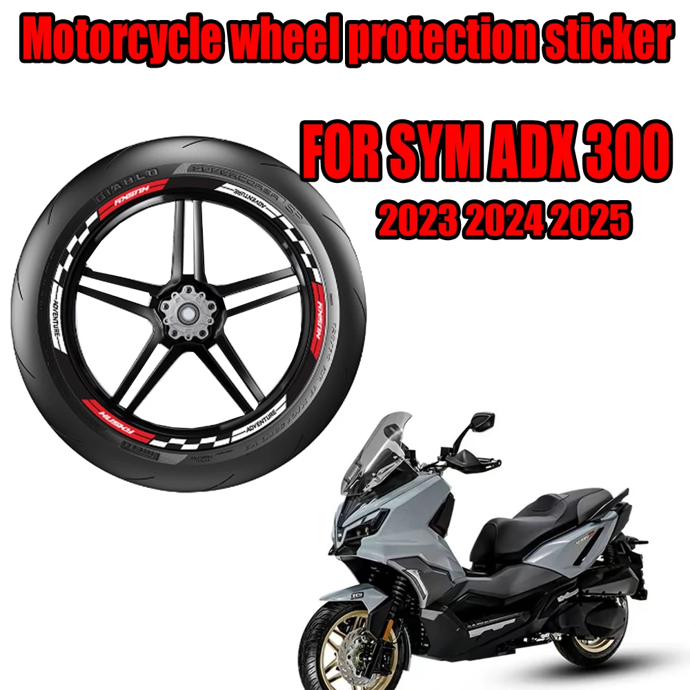 For SYM ADX 300 ADX 300 adx300 2023 2024 Motorcycle Wheel Sticker Wheel Hub Decal Rim Logo Decal Decorative Sticker