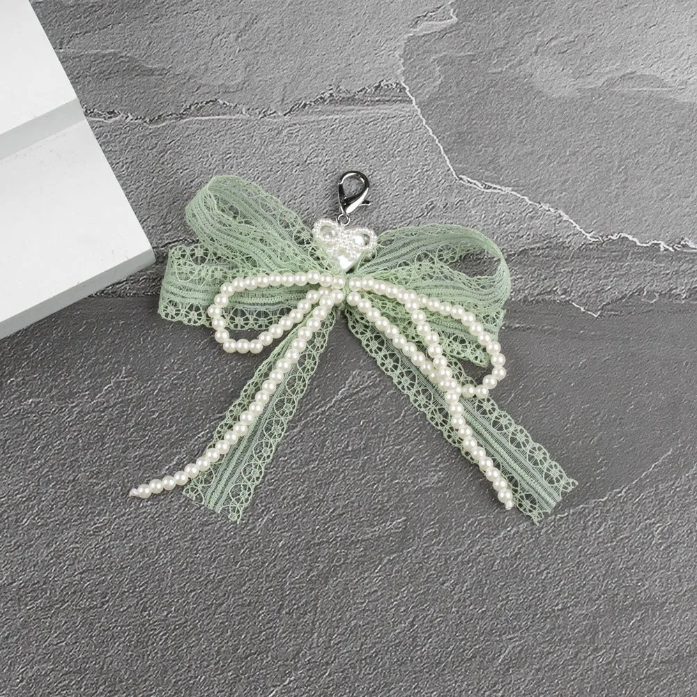 

2025 Lace Bow Keychain Heart Pendant Pearl Bag Pendant Accessories Multi-color Removable Key Holder Gifts