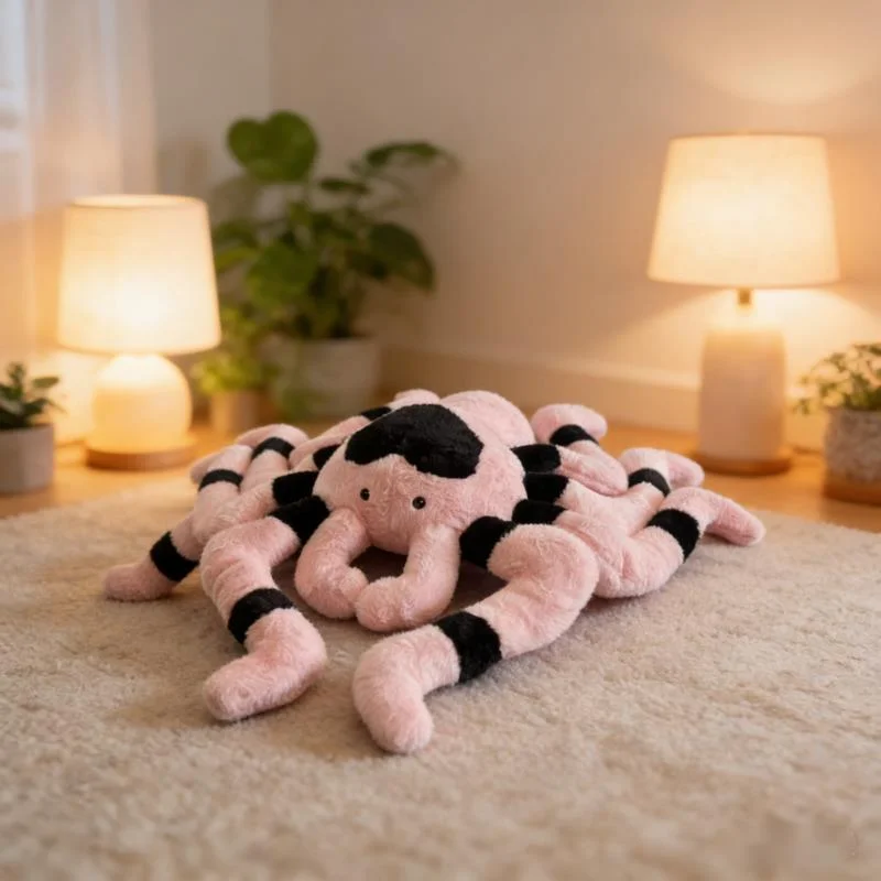 

Новая милая розовая плюшевая игрушка-паук 110 см, мягкая подушка для обнимания и умиротворения, идеально подходит для декора комнаты, для детей и пар, идеальный подарок