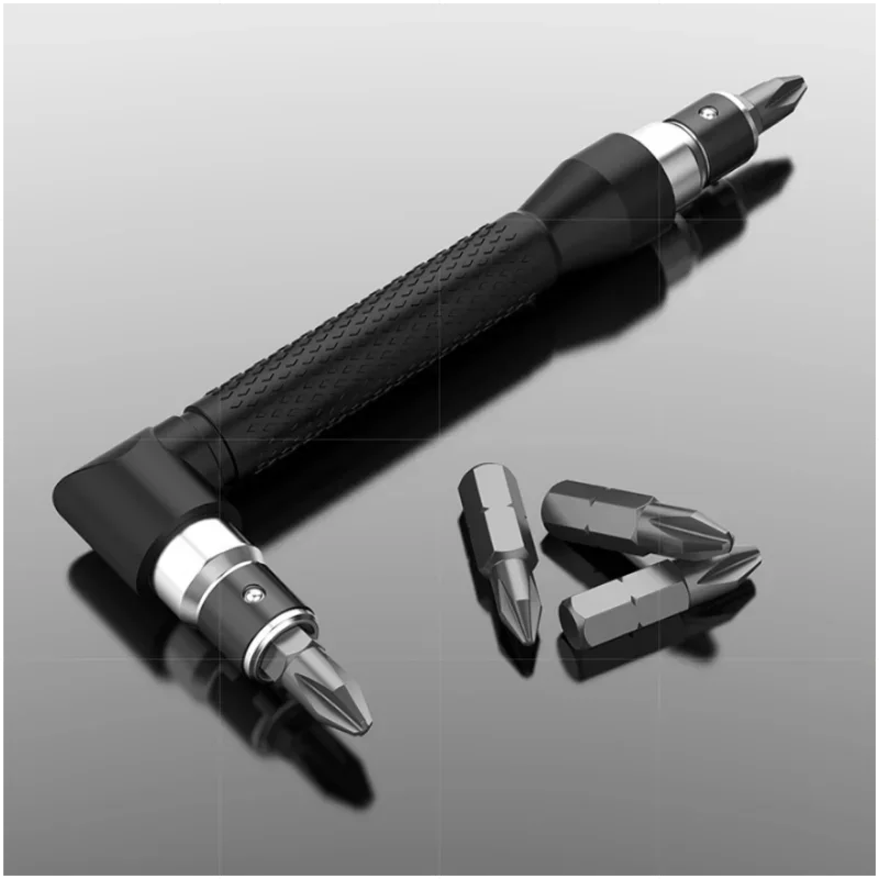 Embout de tournevis hexagonal 1/4 de type L 90 °   Outil de clé noir à double extrémité de 6,35 mm