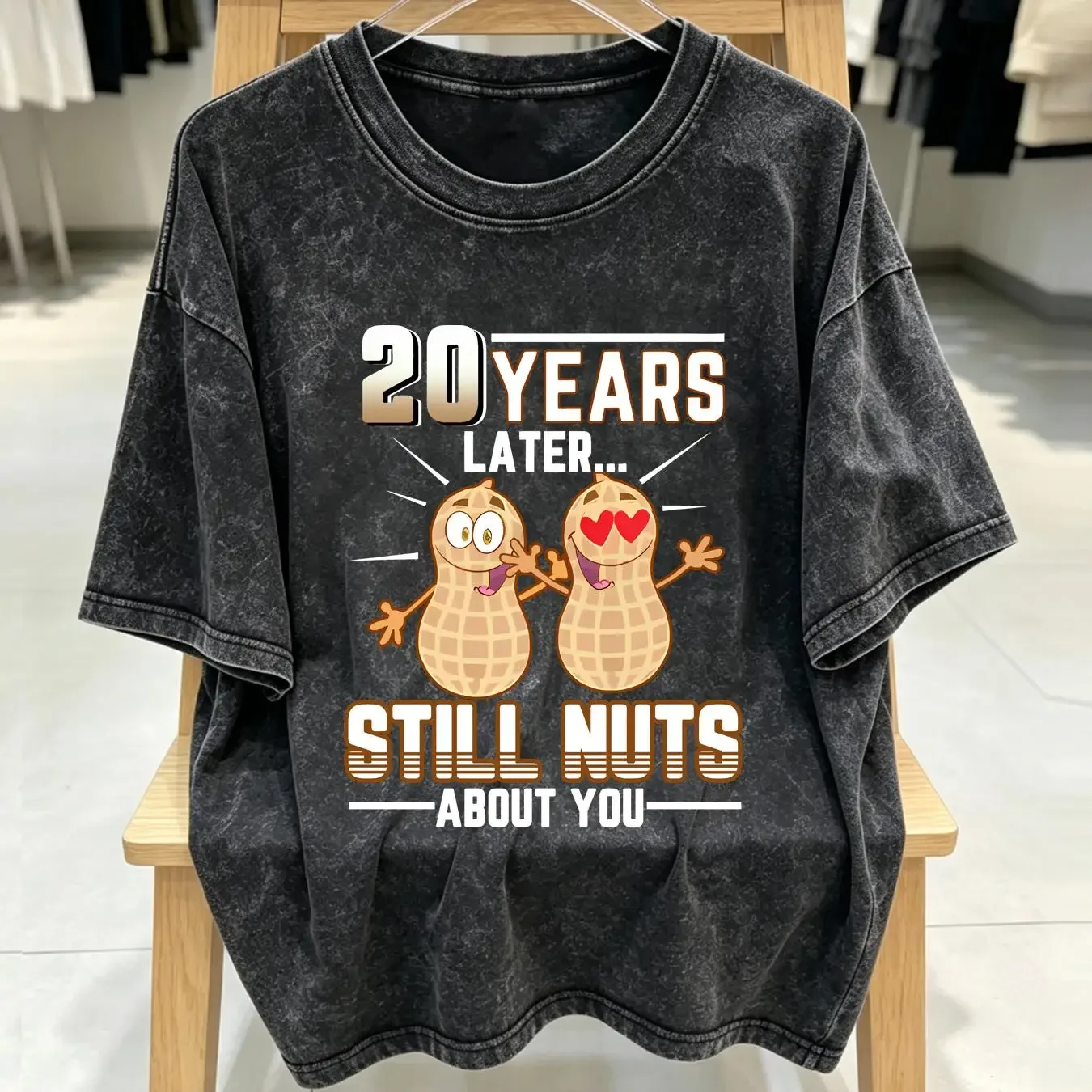 washed T Shirt Anniversary 20 Years Later Still vintage Washed Breathable Slightly fashion streetwear graphic Versatile Stylish