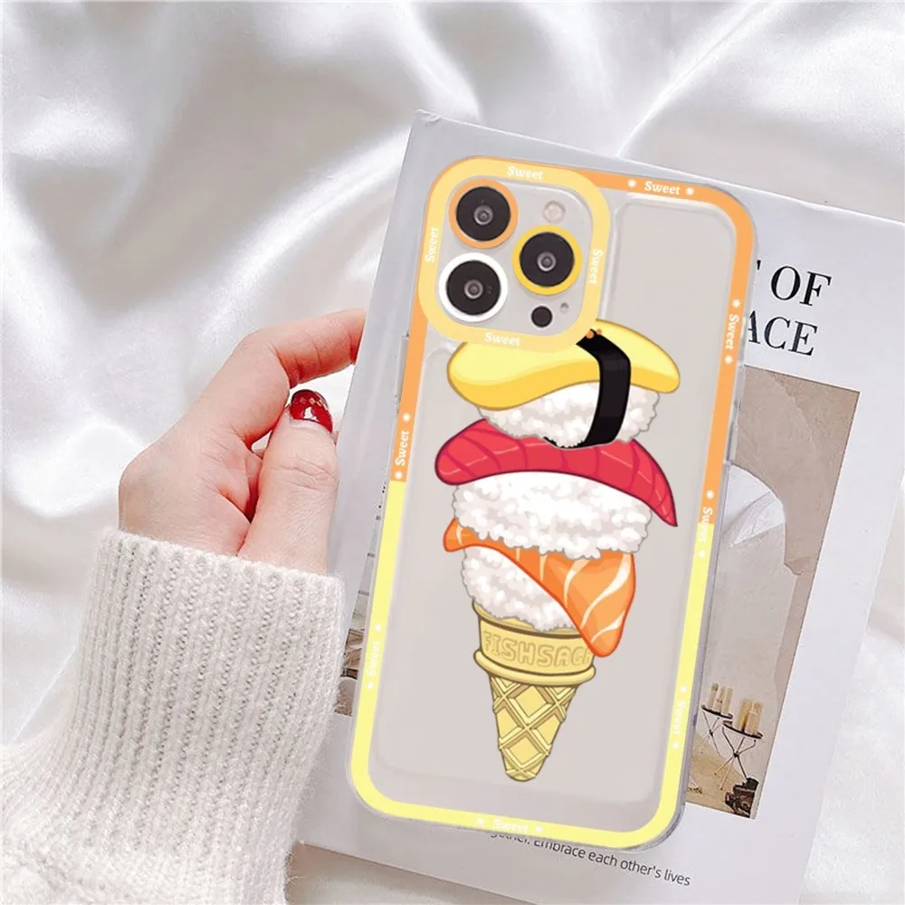 Food Sushi Phone Case For Samsung S 20 21 22 23 Lite Plus Ultra Clear Mobile Cover Funda