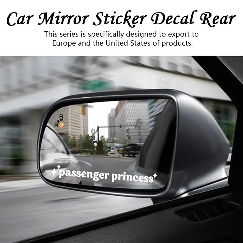 Pegatina decorativa para espejo retrovisor de coche, calcomanía divertida de vinilo con diseño de estrella de la princesa del pasajero, 2 piezas