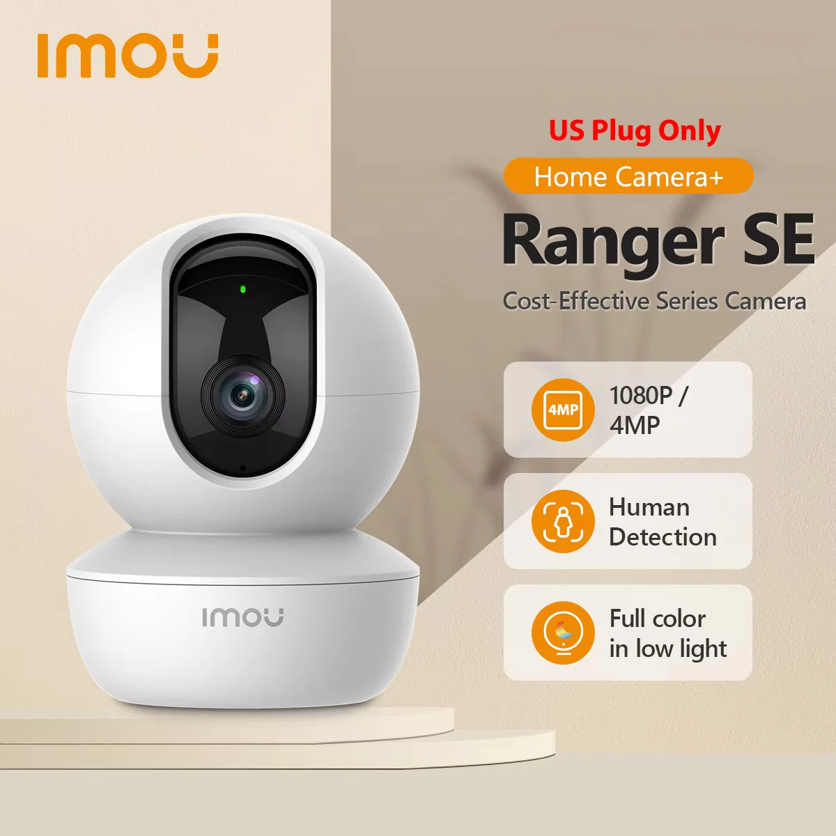 IMOU Ranger SE 4MP US Plug 4X Digital Zoom AI Human Detect Camera Baby Security Surveillance Wireless ip CCTV Indoor 4MP Camera