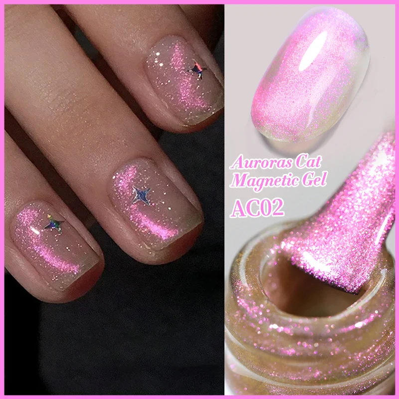 BORN PRETTY 10ml Auroras Pink Cat Magnetic Gel Nail Polish Shining Glimmer Semi Permanent Soak Off Crystal Magnetic Gel Polish