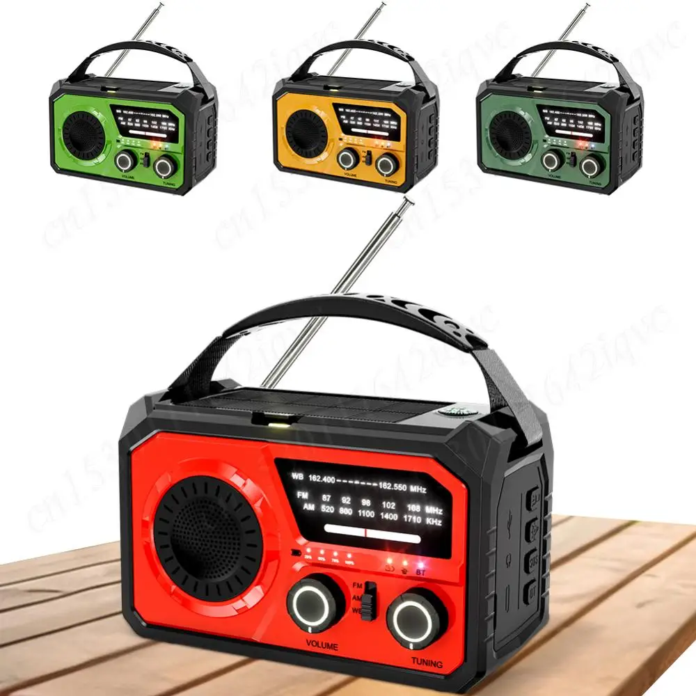 16000mah Emergency Radio AM/FM Portable Radio Hand Crank Radio BT LED Flashlight Power Bank SOS Alarm Emergency Weather Radio