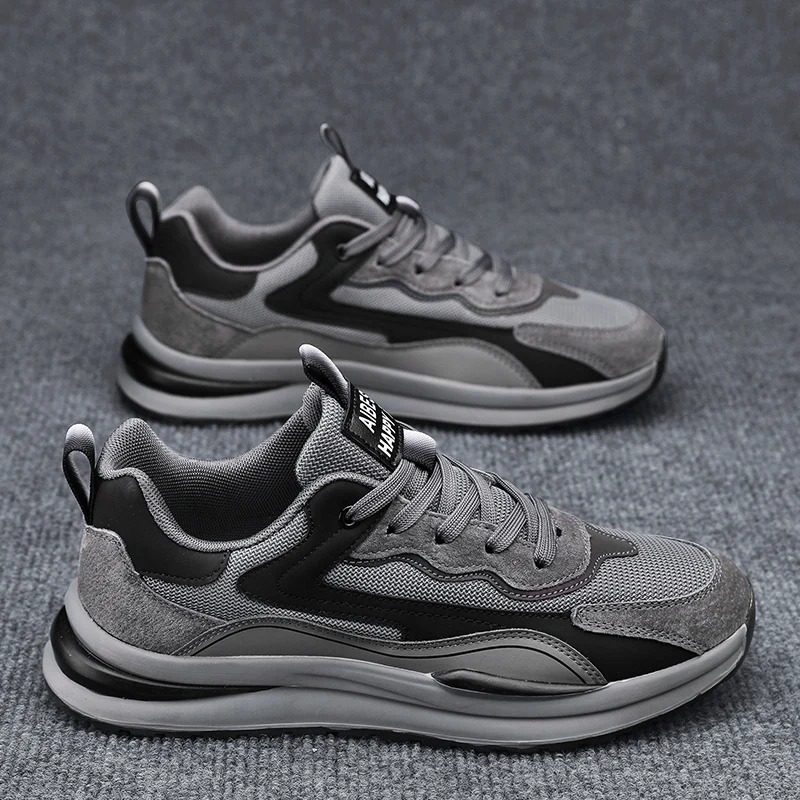 Men's Casual Thick Bottom Breathable Work Shoes Autumn Mesh Anti-slip Outdoor Leisure Sport Shoes Comfortable round Toe Rubbe...