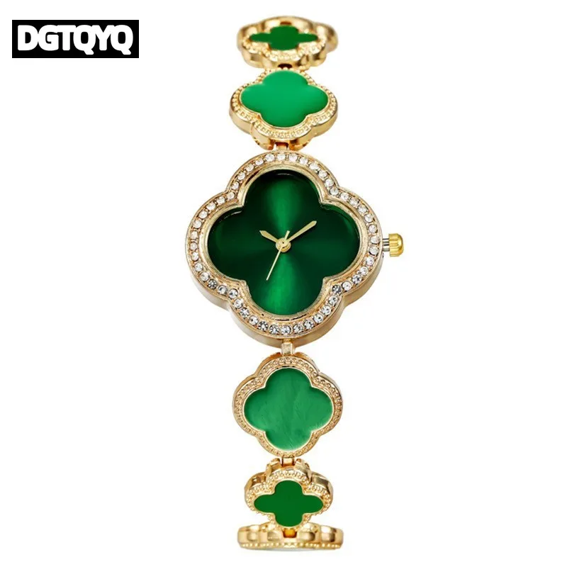 

Модные роскошные часы с бриллиантовым шнурком, изысканный стиль клевера на шнурке, женские кварцевые часы reloj para mujer часы женские