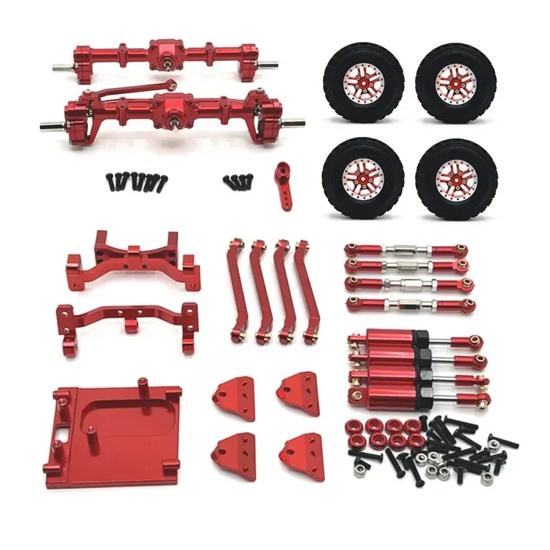 Set as roda depan dan belakang skala 1:12 komponen peninggi Shock Mount untuk truk Model MN99S mobil RC Aksesori truk DIY