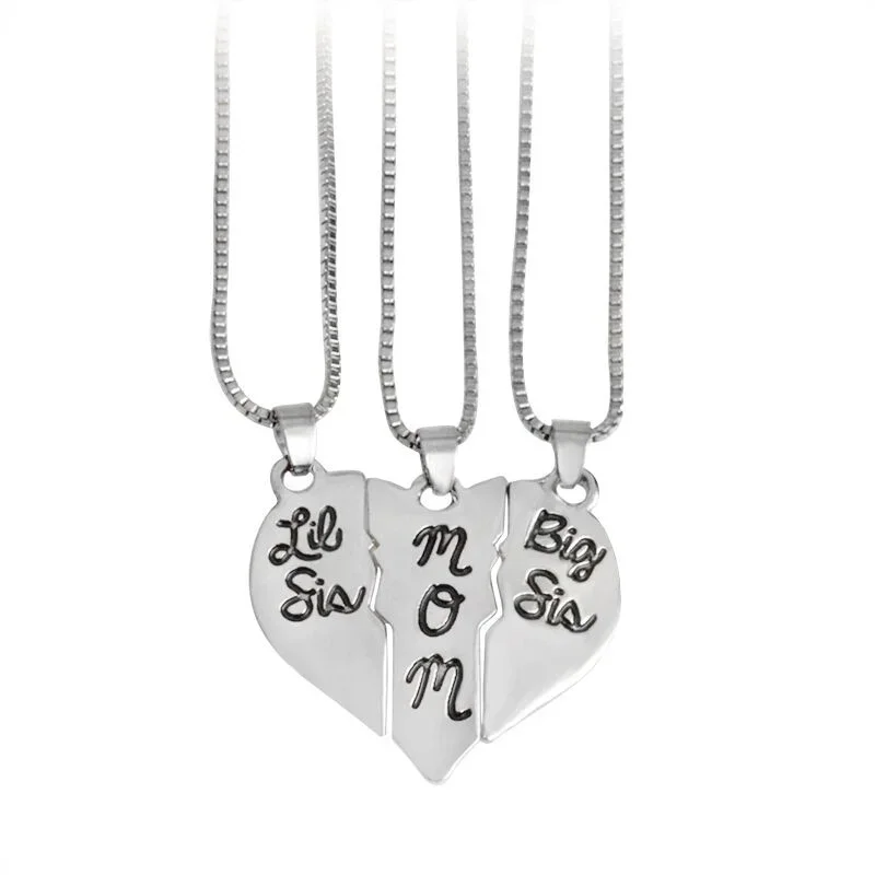 Delysia King 3pcs Women Three Petal Love Necklace 2021 Trendy Letter Pendants Mother & Daughter Gift