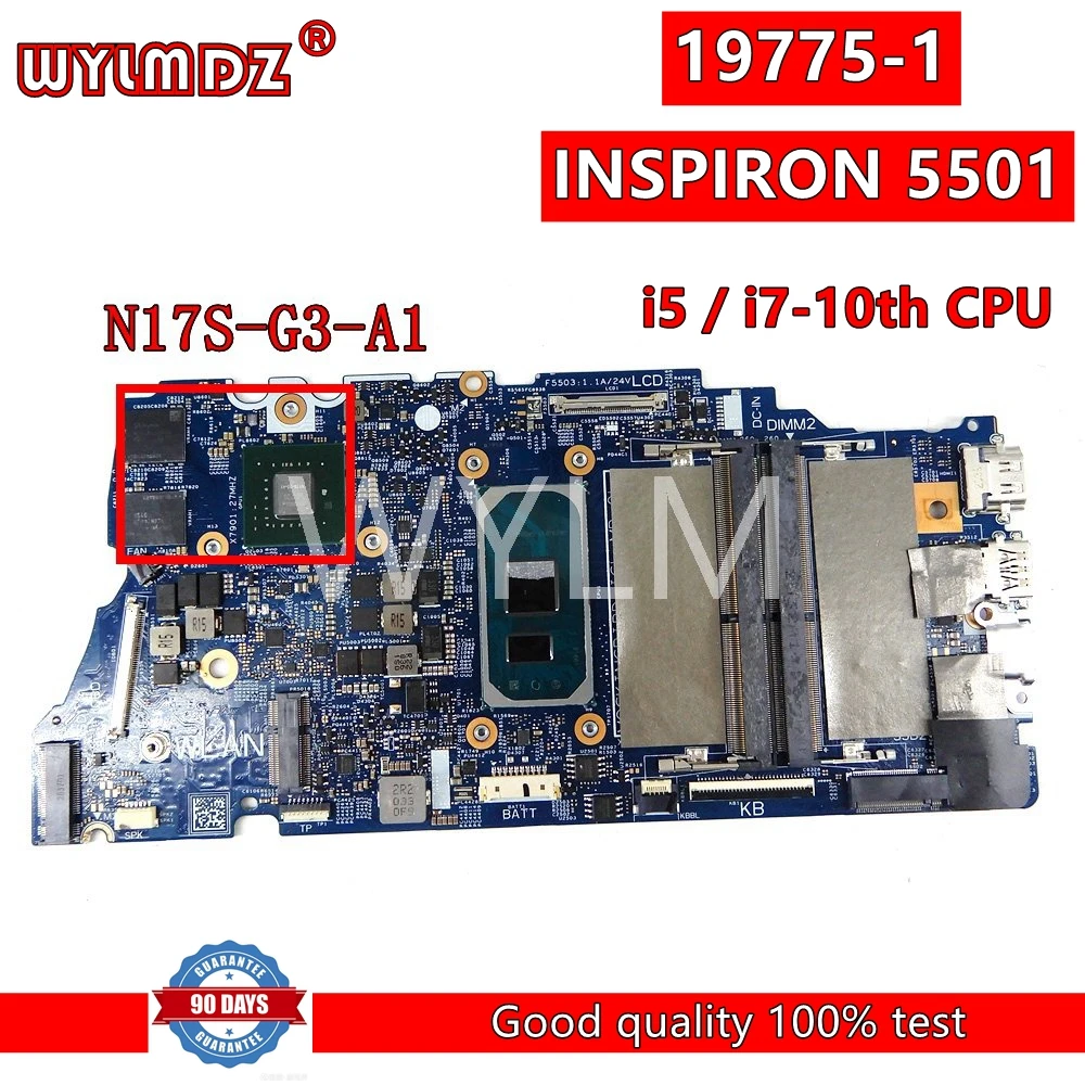 

19775-1 i5/i7-10th CPU MX330/2G GPU Laptop Motherboard For Dell INSPIRON 5501 Mainboard Test OK