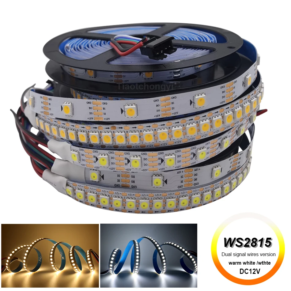 WS2815 LED light strip Addressable Single Color DC12V warm white /white 30LEDs/m 60LEDs/m 5050 Pixels smart lights Tape