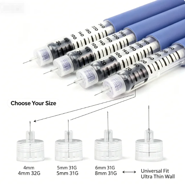 100Pcs Insulin Pen Needles 32G 4mm(0.23mm) Disposable Sterile Universal Fit for Insulin Injection Pens Individual Packed Diabeti