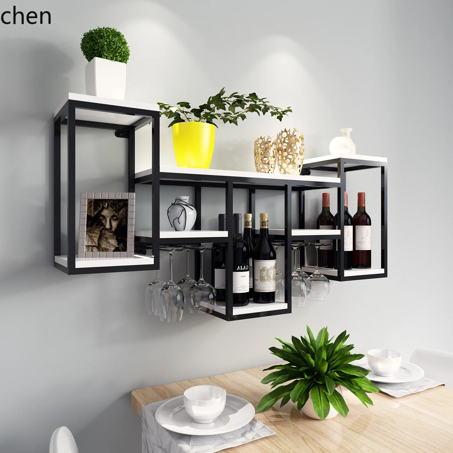 CZ Wall-mounted Wine Cabinet Hanging Creative gold Red Wine Glass Rack Wine Rack